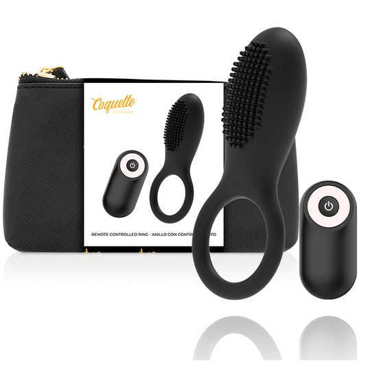 COQUETTE CHIC DESIRE - COCK RING REMOTE CONTROL RECHARGEABLE BLACK/ GOLD - Kink&Play
