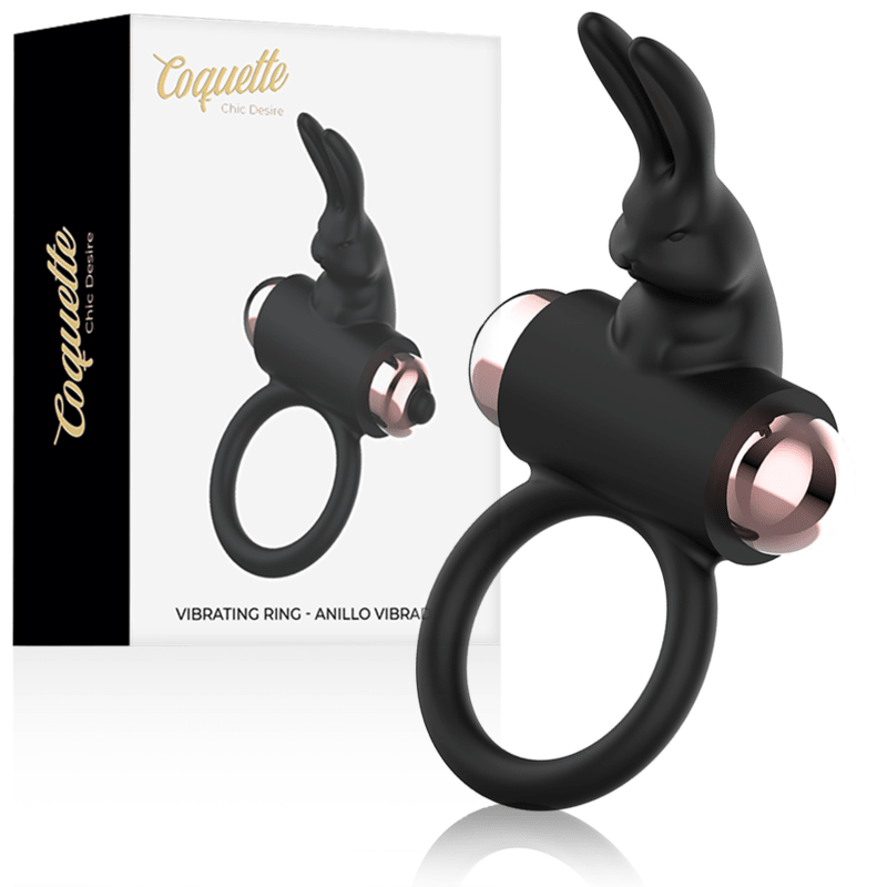 COQUETTE CHIC DESIRE - COCK RING WITH VIBRATOR BLACK/ GOLD - Kink&Play