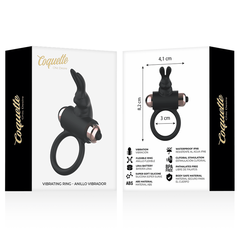 COQUETTE CHIC DESIRE - COCK RING WITH VIBRATOR BLACK/ GOLD - Kink&Play