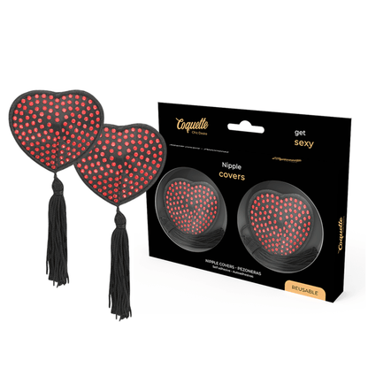 COQUETTE CHIC DESIRE - NIPPLE COVERS HEART BLACK / RED - Kink&Play