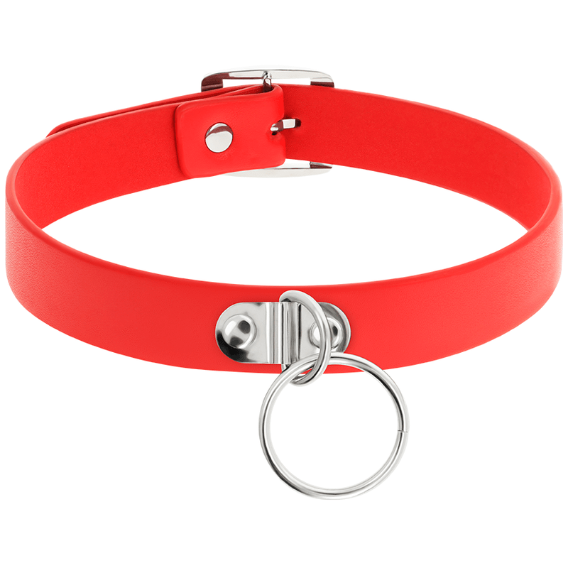 COQUETTE CHIC DESIRE - RED VEGAN LEATHER NECKLACE WOMAN FETISH ACCESSORY - Kink&Play