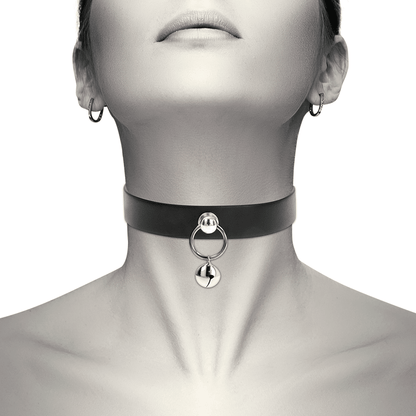 COQUETTE CHIC DESIRE - VEGAN LEATHER NECKLACE WOMAN ACCESSORY RATTLE/HOOP - Kink&Play