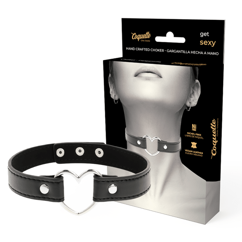 COQUETTE CHIC DESIRE - VEGAN LEATHER NECKLACE WOMAN HEART ACCESSORY - Kink&Play