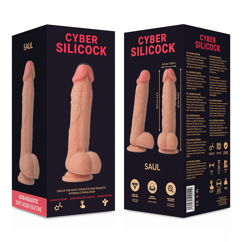 CYBER SILICOCK - SAUL ULTRA REALISTIC SOFT LIQUID SILICONE 21 CM - O - 4.2 CM - Kink&Play