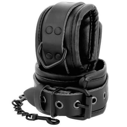 DARKNESS - ADJUSTABLE BLACK LEATHER HANDS HANDCUFFS - Kink&Play