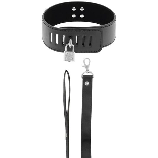 DARKNESS - BDSM COLLAR WITH BLACK LOCK - Kink&Play