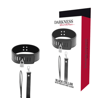 DARKNESS - BDSM COLLAR WITH BLACK LOCK - Kink&Play