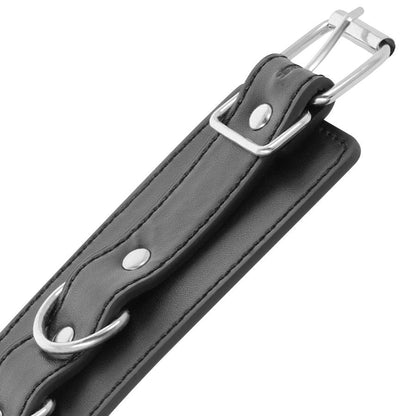DARKNESS - BLACK ADJUSTABLE LEATHER ANKLE HANDCUFFS - Kink&Play