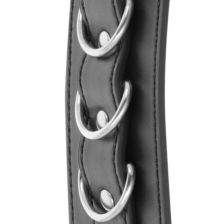 DARKNESS - BLACK ADJUSTABLE LEATHER ANKLE HANDCUFFS - Kink&Play