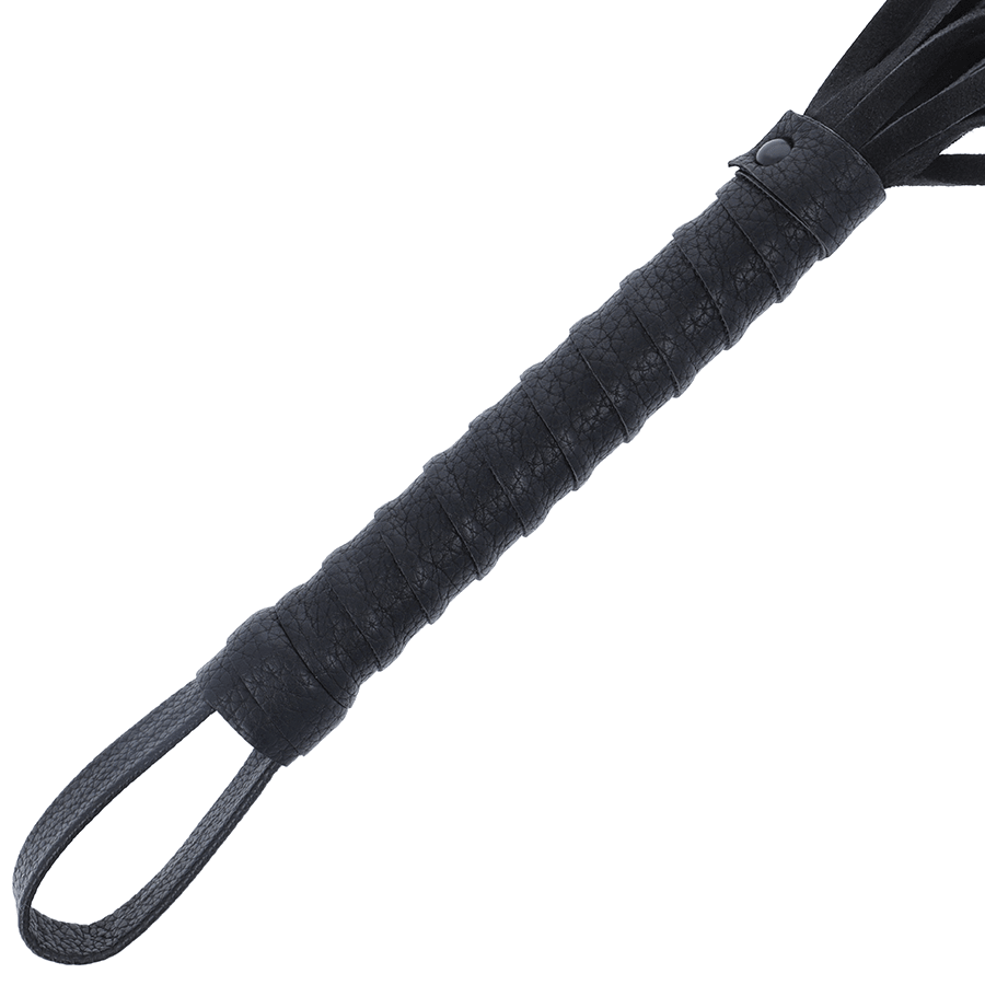 DARKNESS - BLACK BONDAGE WHIP WITH LEATHER HANDLE - Kink&Play