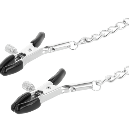 DARKNESS - COLLAR WITH NIPPLE CLAMPS BLACK - Kink&Play