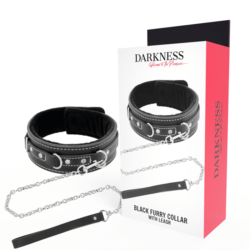 DARKNESS - HIGH QUALITY LEATHER NECKLACE WITH LEASH - Kink&Play