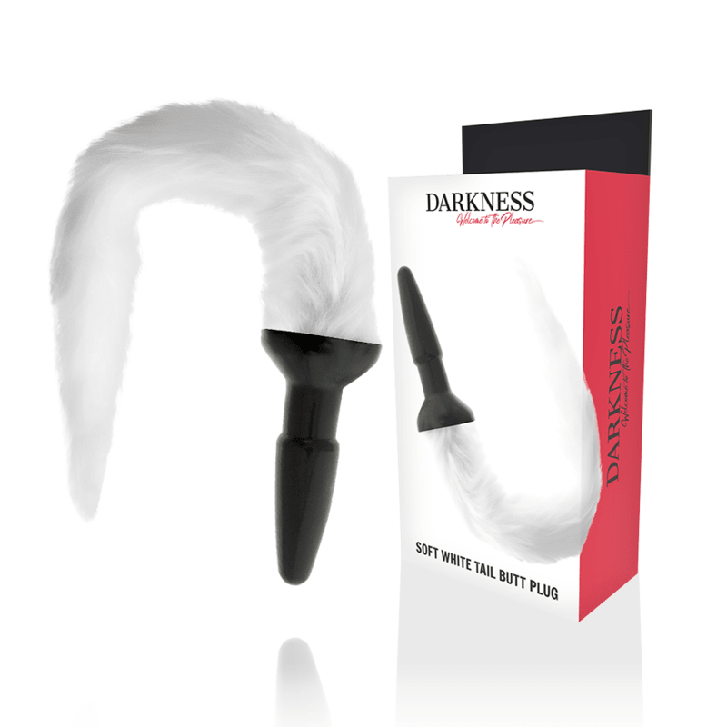 DARKNESS - SILICONE ANAL PLUG WITH WHITE TAIL - Kink&Play