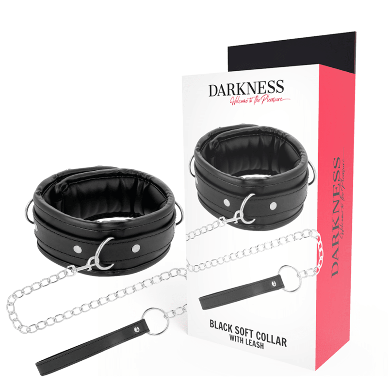 DARKNESS - SOFT LEATHER NECKLACE WITH CHAIN - Kink&Play