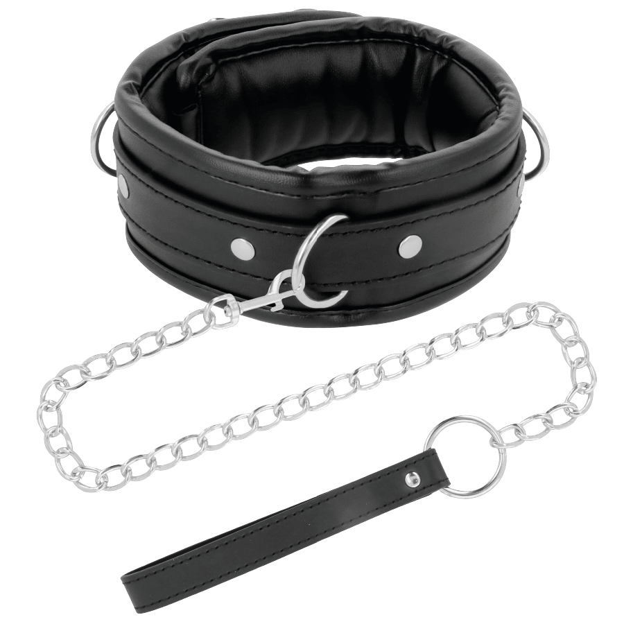 DARKNESS - SOFT LEATHER NECKLACE WITH CHAIN - Kink&Play