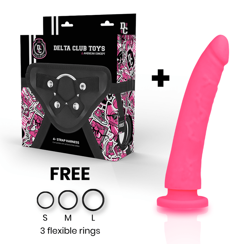 DELTA CLUB - TOYS HARNESS + DONG PINK SILICONE 17 CM - O - 3 CM - Kink&Play
