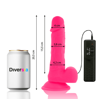 DIVERSIA - FLEXIBLE VIBRATING DILDO PINK 20.5 CM - O - 4.2 CM - Kink&Play
