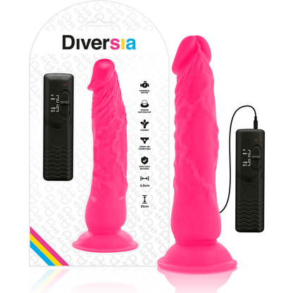 DIVERSIA - FLEXIBLE VIBRATING DILDO PINK 21 CM - O - 4.9 CM - Kink&Play