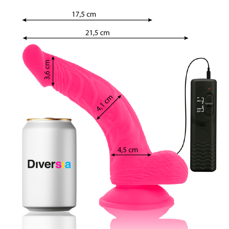 DIVERSIA - FLEXIBLE VIBRATING DILDO PINK 21.5 CM - O - 4.5 CM - Kink&Play