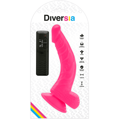 DIVERSIA - FLEXIBLE VIBRATING DILDO PINK 21.5 CM - O - 4.5 CM - Kink&Play