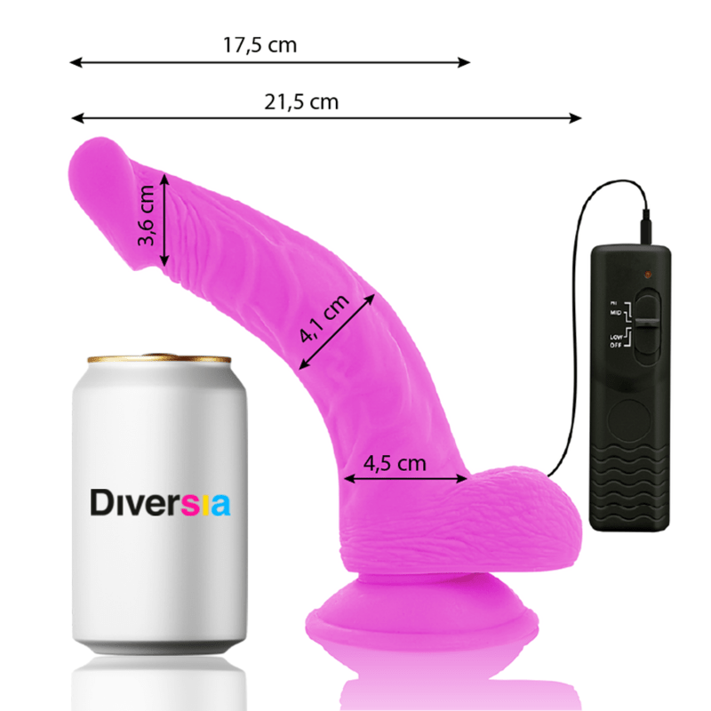 DIVERSIA - FLEXIBLE VIBRATING DILDO PURPLE 21.5 CM - O - 4.5 CM - Kink&Play