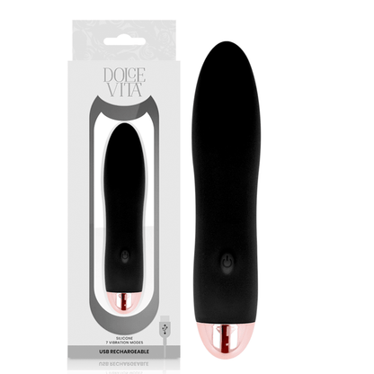 DOLCE VITA - RECHARGEABLE VIBRATOR FOUR BLACK 7 SPEEDS - Kink&Play