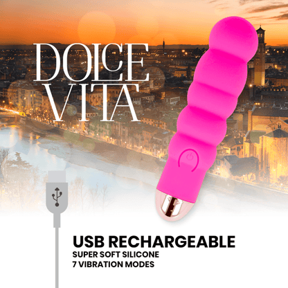 DOLCE VITA - RECHARGEABLE VIBRATOR SIX PINK 7 SPEEDS - Kink&Play