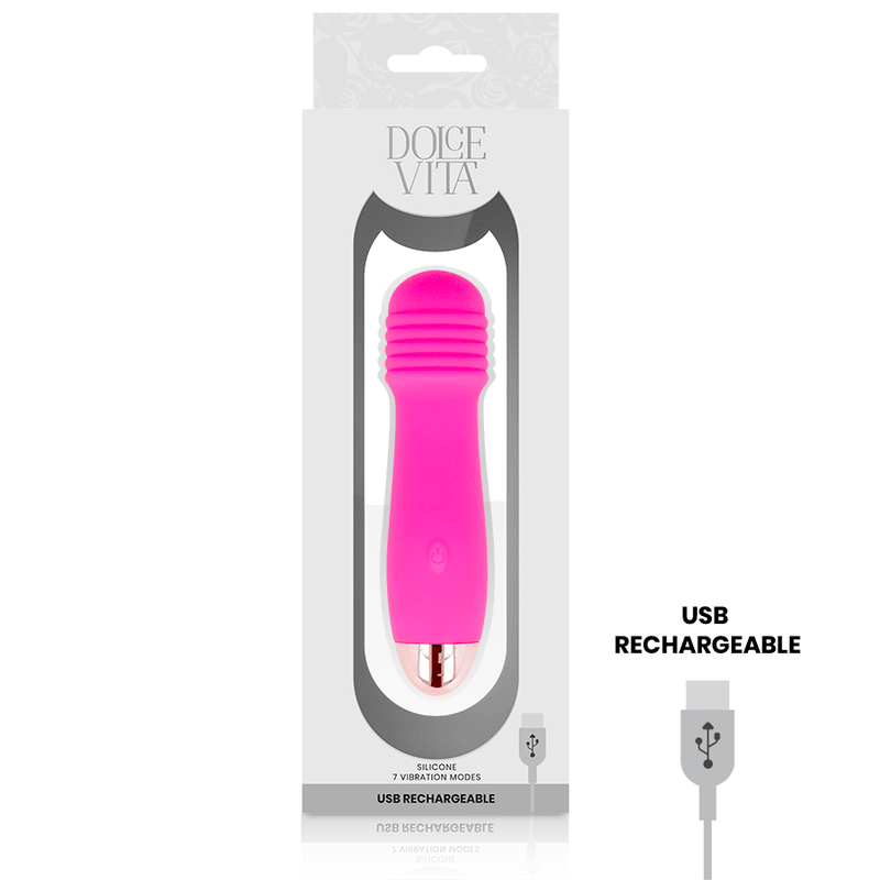 DOLCE VITA - RECHARGEABLE VIBRATOR THREE PINK 7 SPEEDS - Kink&Play