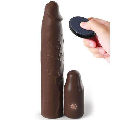 FANTASY X - TENSIONS - PIPEDREAMS SLEEVE 22,86 CM + 7,62 CM PLUG REMOTE BROWN - Kink&Play