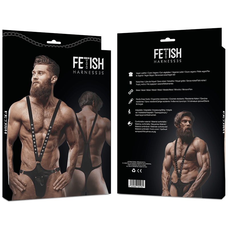 FETISH SUBMISSIVE ATTITUDE - MENS V - SHAPED ECO - LEATHER HARNESS - Kink&Play