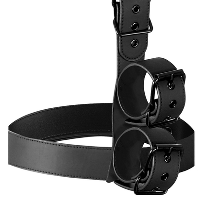 FETISH SUBMISSIVE BONDAGE - COLLAR & WRIST CUFFS BODY RESTRAINT SET - Kink&Play