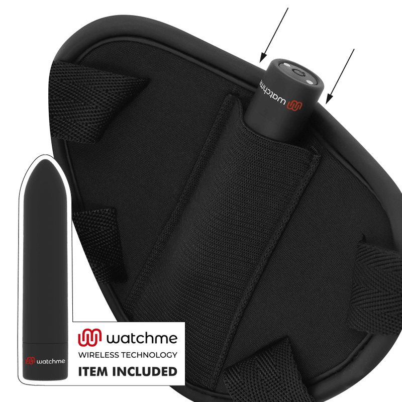 FETISH SUBMISSIVE CYBER STRAP - HARNESS WITH DILDO AND BULLET REMOTE CONTROL WATCHME M TECHNOLOGY - Kink&Play