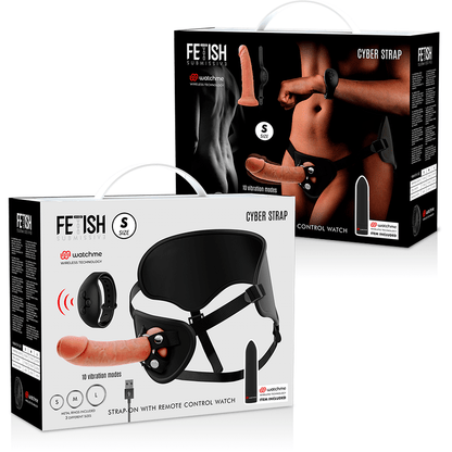 FETISH SUBMISSIVE CYBER STRAP - HARNESS WITH DILDO AND BULLET REMOTE CONTROL WATCHME S TECHNOLOGY - Kink&Play