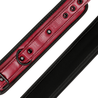 FETISH SUBMISSIVE DARK ROOM - VEGAN LEATHER ANKLE HANDCUFFS WITH NEOPRENE LINING - Kink&Play