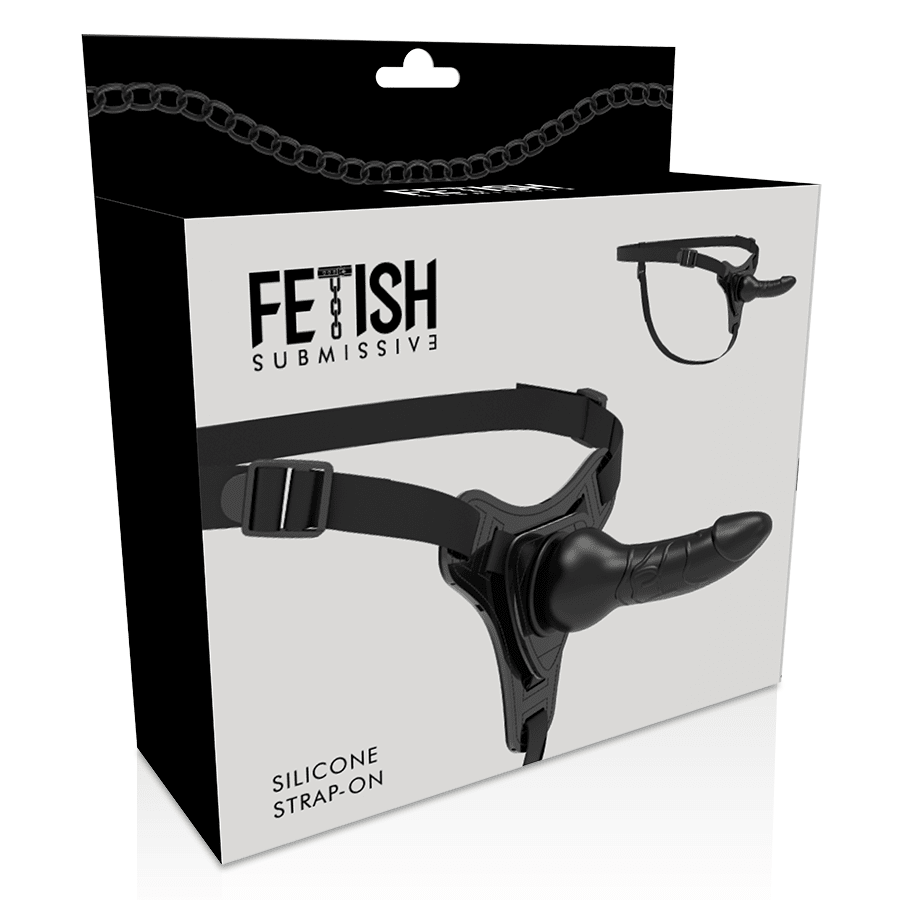 FETISH SUBMISSIVE HARNESS - BLACK SILICONE REALISTIC 16 CM - Kink&Play
