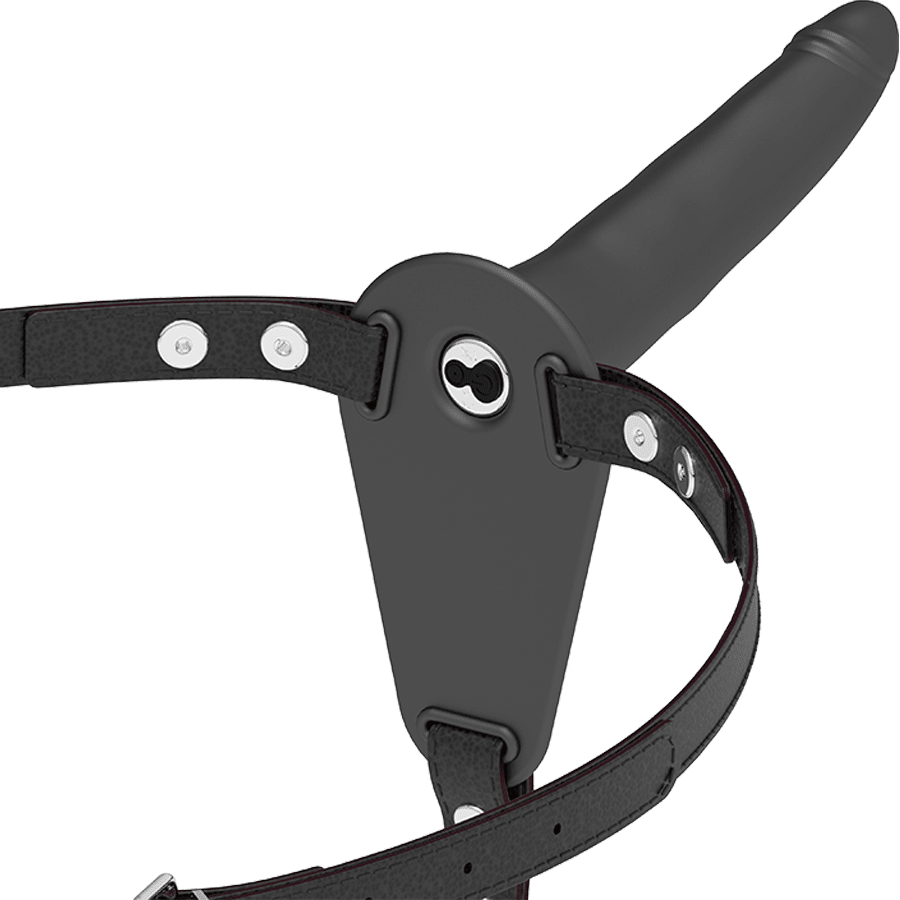 FETISH SUBMISSIVE HARNESS - BLACK SILICONE VIBRATOR 15 CM - Kink&Play