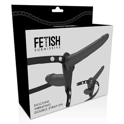 FETISH SUBMISSIVE HARNESS - DOUBLE PENETRATION BLACK VIBRATOR - Kink&Play