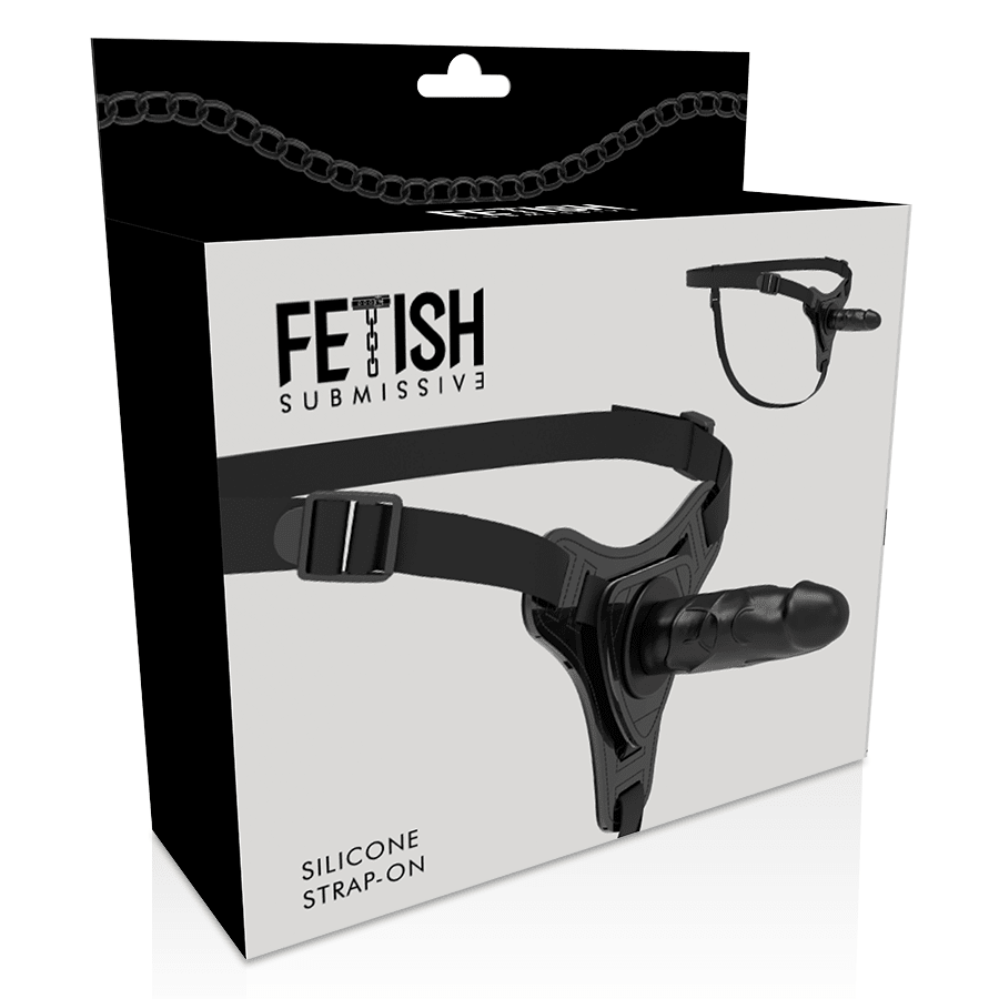 FETISH SUBMISSIVE HARNESS - REALISTIC BLACK SILICONE 15 CM - Kink&Play