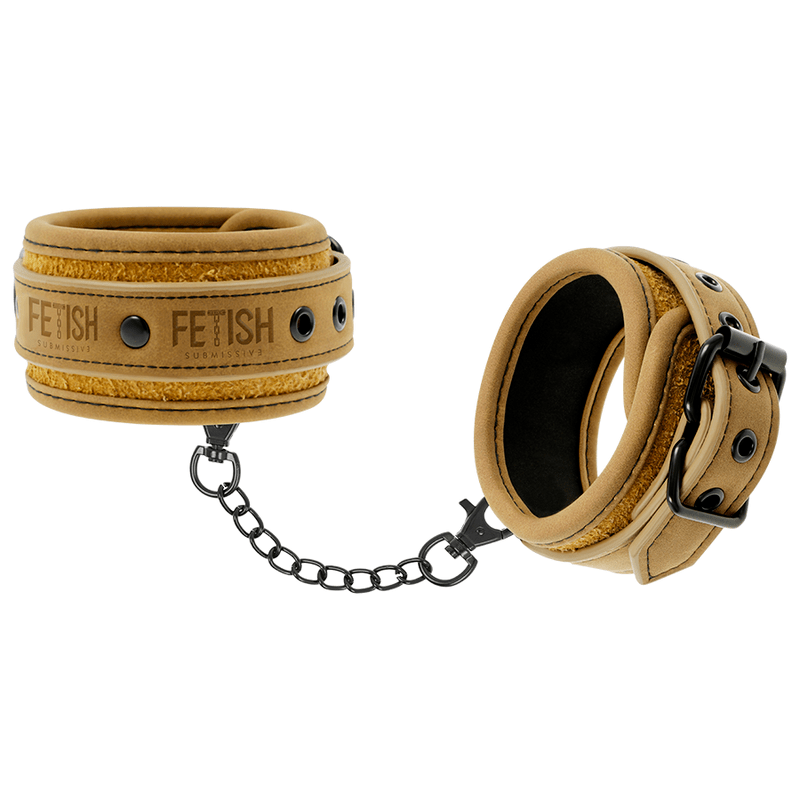FETISH SUBMISSIVE ORIGEN - VEGAN LEATHER ANKLE CUFFS WITH NEOPRENE LINING - Kink&Play