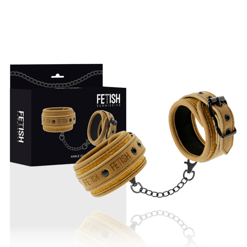 FETISH SUBMISSIVE ORIGEN - VEGAN LEATHER ANKLE CUFFS WITH NEOPRENE LINING - Kink&Play