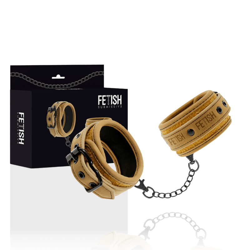 FETISH SUBMISSIVE ORIGEN - VEGAN LEATHER HANDCUFFS WITH NEOPRENE LINING - Kink&Play