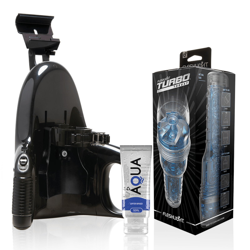 FLESHLIGHT - TURBO THRUST BLUE ICE + UNIVERSAL LAUNCH + AQUA QUALITY LUBRICANT 50 ML - Kink&Play
