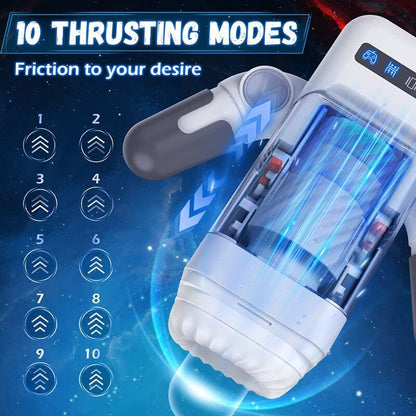GAME CUP - THRUSTING VIBRATION MASTURBATOR WITH HEATING FUNCTION AND MOBILE SUPPORT - BLACK - Kink&Play