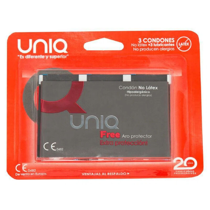 UNIQ - FREE LATEX FREE CONDOMS WITH PROTECTIVE RING 3 UNITS - Kink&Play