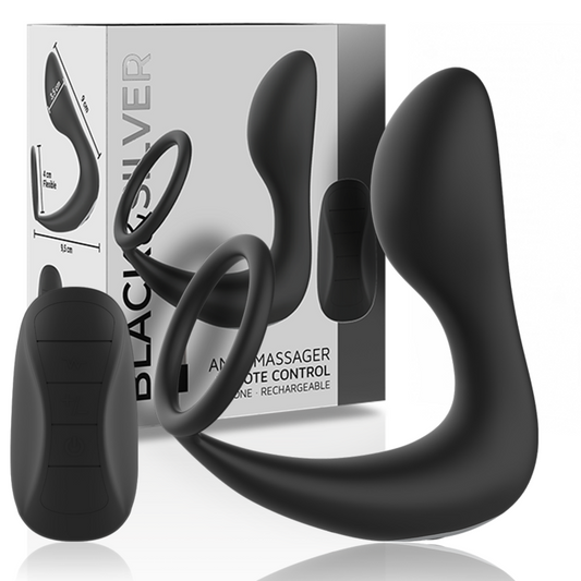 BLACK&SILVER - ANALMASSAGER MED FJÄRRKONTROLL UPPLADDNINGSBAR SILIKON SVART