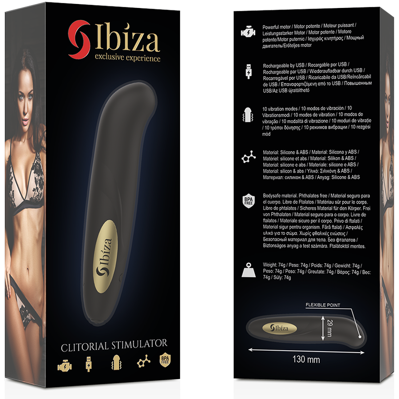 IBIZA - CLIT STIMULATOR USB CHARGER 10 VIBRATION MODES GOLDEN 13 X 2,9 CM