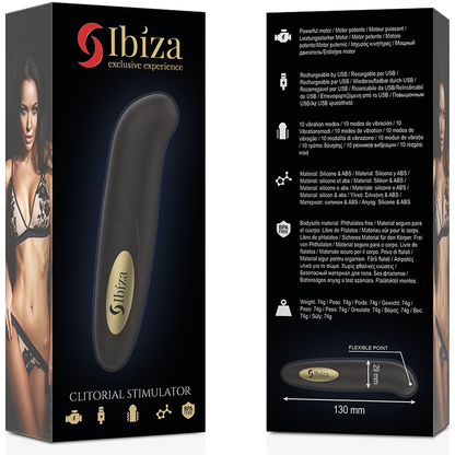 IBIZA - CLIT STIMULATOR USB CHARGER 10 VIBRATION MODES GOLDEN 13 X 2,9 CM