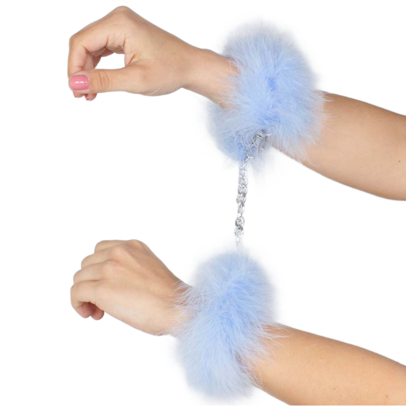SECRETPLAY - BLUE LIGHT MARABOU HANDCUFFS - Kink&Play
