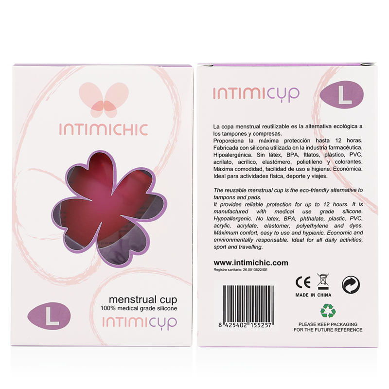 INTIMICHIC - MENSTRUAL CUP MEDICAL GRADE SILICONE - SIZE L - Kink&Play