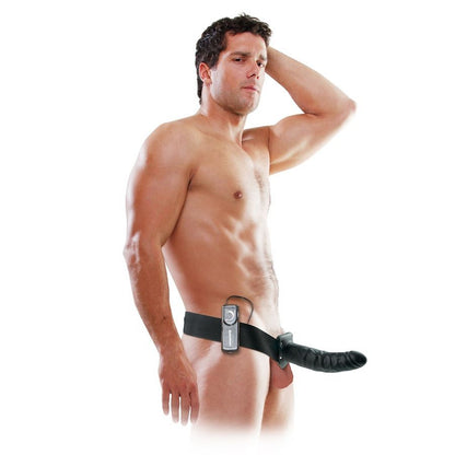 FETISH FANTASY SERIES - 19 CM VIBRATING HOLLOW STRAP-ON BLACK - Kink&Play